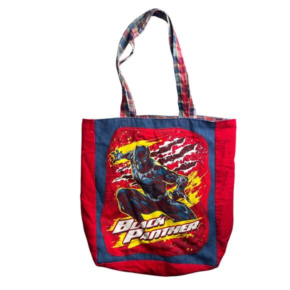 Maps & Scraps Black Panther Custom Large Tote Bag - Picture 1 of 6
